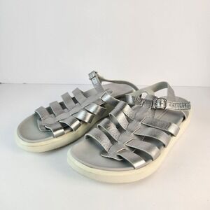 Ecco Women's Strappy Comfy Casual Silver Sandals Size 40 (9.5-10)